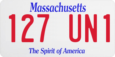 MA license plate 127UN1