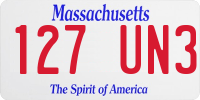 MA license plate 127UN3