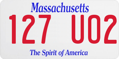 MA license plate 127UO2