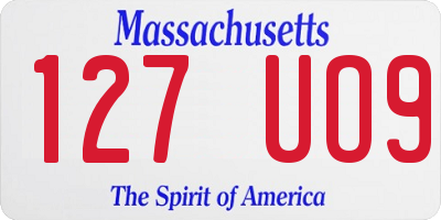 MA license plate 127UO9