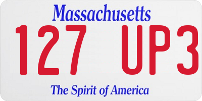 MA license plate 127UP3