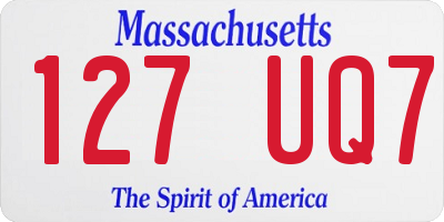 MA license plate 127UQ7