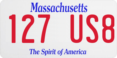 MA license plate 127US8