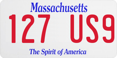 MA license plate 127US9