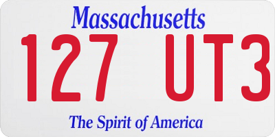 MA license plate 127UT3