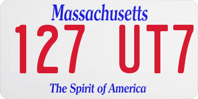 MA license plate 127UT7