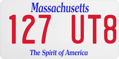 MA license plate 127UT8