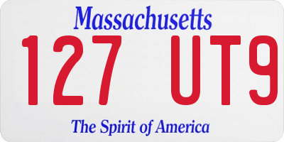 MA license plate 127UT9