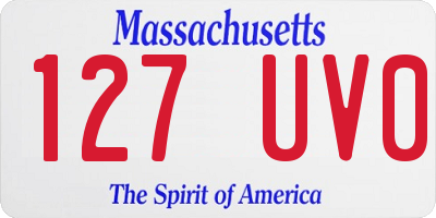 MA license plate 127UV0