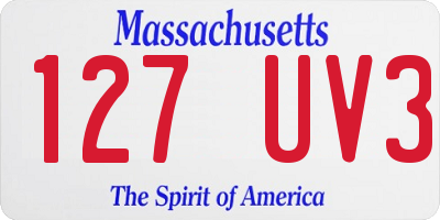 MA license plate 127UV3