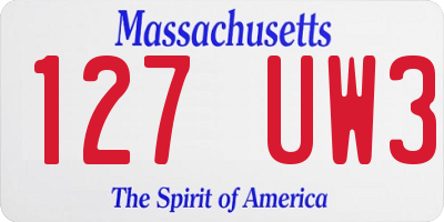 MA license plate 127UW3