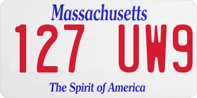 MA license plate 127UW9