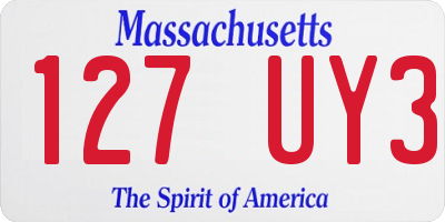 MA license plate 127UY3