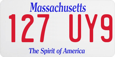 MA license plate 127UY9