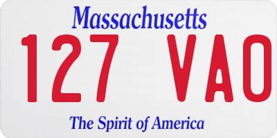 MA license plate 127VA0