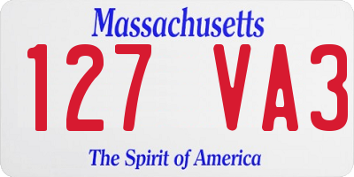 MA license plate 127VA3