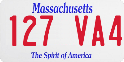 MA license plate 127VA4