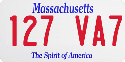 MA license plate 127VA7