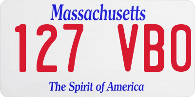 MA license plate 127VB0