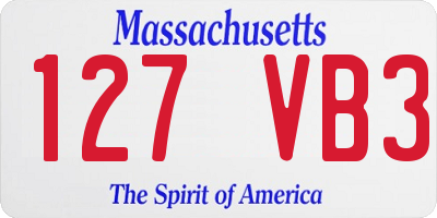 MA license plate 127VB3