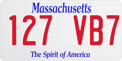 MA license plate 127VB7