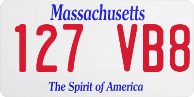 MA license plate 127VB8