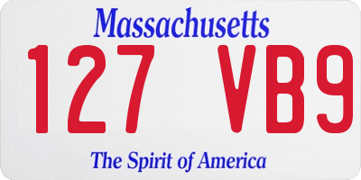 MA license plate 127VB9