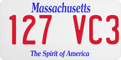 MA license plate 127VC3