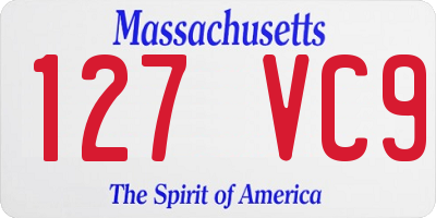 MA license plate 127VC9
