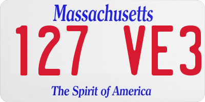MA license plate 127VE3