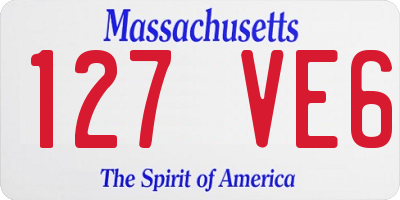 MA license plate 127VE6