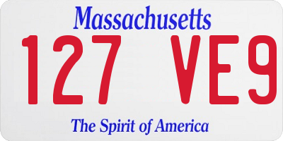 MA license plate 127VE9
