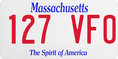 MA license plate 127VF0