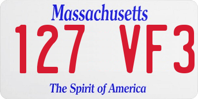 MA license plate 127VF3