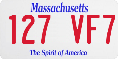MA license plate 127VF7