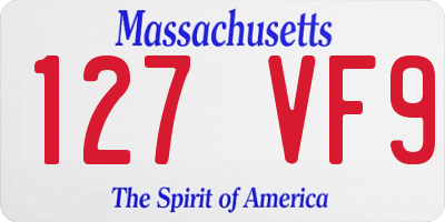 MA license plate 127VF9