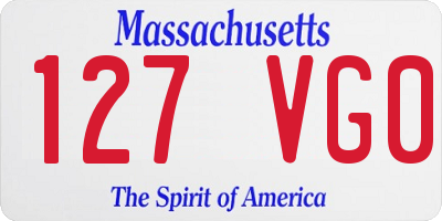 MA license plate 127VG0