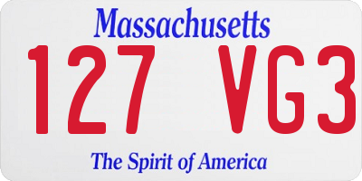 MA license plate 127VG3