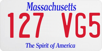 MA license plate 127VG5