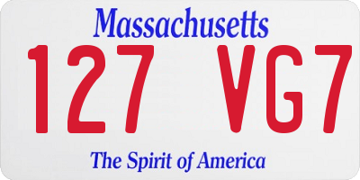 MA license plate 127VG7