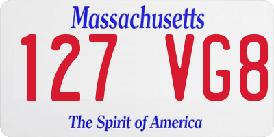 MA license plate 127VG8
