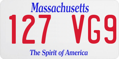 MA license plate 127VG9
