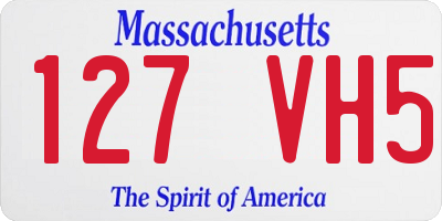 MA license plate 127VH5
