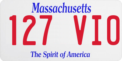 MA license plate 127VI0