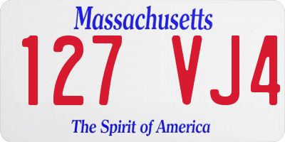MA license plate 127VJ4