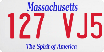 MA license plate 127VJ5