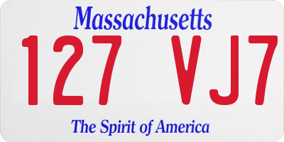 MA license plate 127VJ7