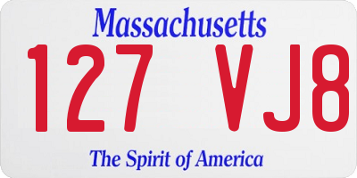 MA license plate 127VJ8
