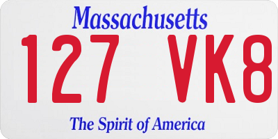MA license plate 127VK8