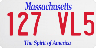 MA license plate 127VL5
